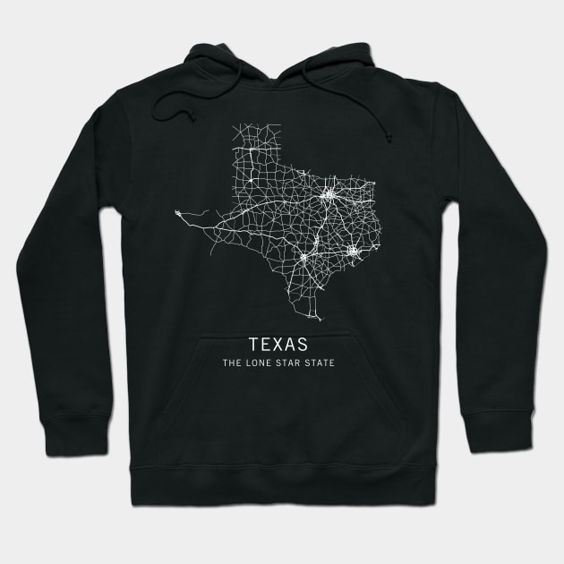 Texas State Road Map Hoodie by ClarkStreetPress